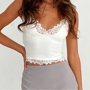 White Lace Mini Cami Crop Top Tiger Mist